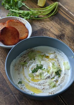A picture of Tzatziki sauce.