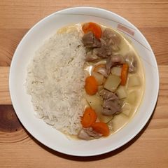 A picture of Rice with Chicken a la King 白汁雞皇飯.