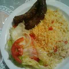 A picture of Wors salad with tasty rice.