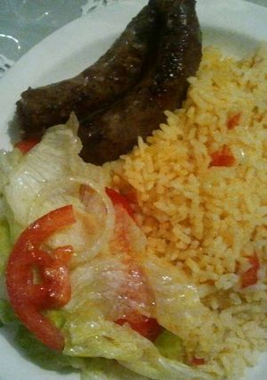 A picture of Wors salad with tasty rice.