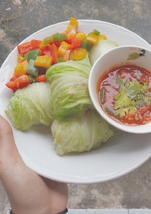 รูปของ กะหล่ำไส้อกไก่ทรงเครื่อง+ซอสสุกี้ทำเอง (คลีน)