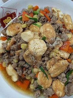 รูปของ ผัดเต้าหู้หมูสับ ใส่ข้าวโพดอ่อนและแครอท