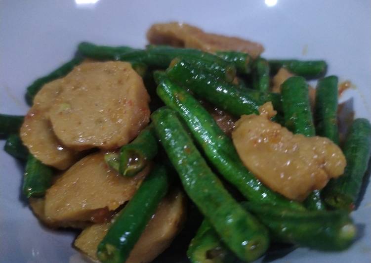 Tumis kacang panjang+ bakso
