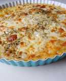 Tarta con masa de Papa de Provolone y Cebolla