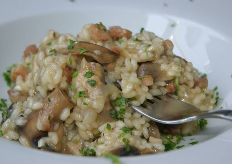 Risotto de bacon y setas