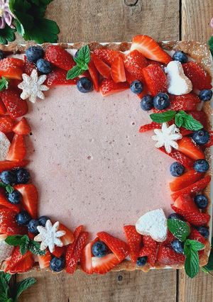 A picture of Strawberry Panna Cotta Tart.