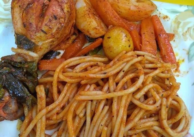 Pollo en achiote y Spaghetti Receta de Recetas Caseras Nora - Cookpad