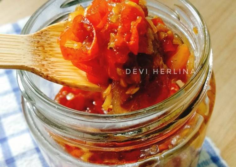 Langkah memasak Sambal tumis bawang teri enak