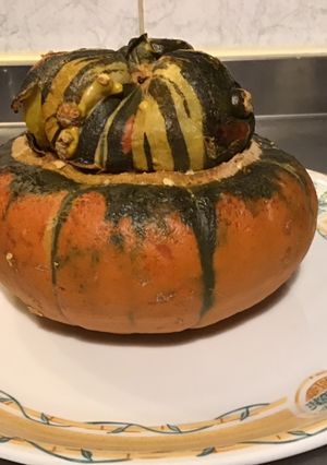 Une photo de Courge turban turc farcie cantal et lardons