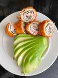 Enrollado de pollo con jamón y queso