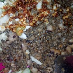 Millet with beans (gero da wake A picture of Millet with beans (gero da wake.