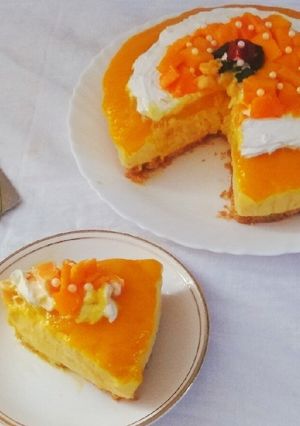 A picture of Mango Chocolate Cheesecake - No Bake.