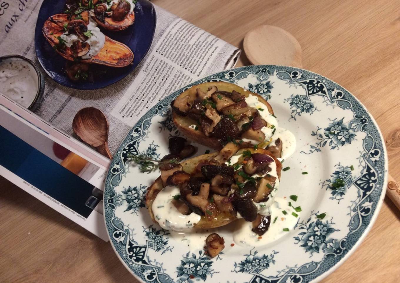 Pommes de terre rôties au four et champignons shitaké