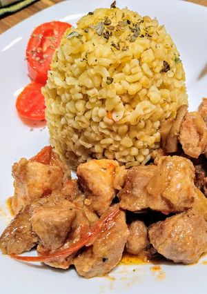 Tökös, laskagombás lapocka bulgurral recept fotója