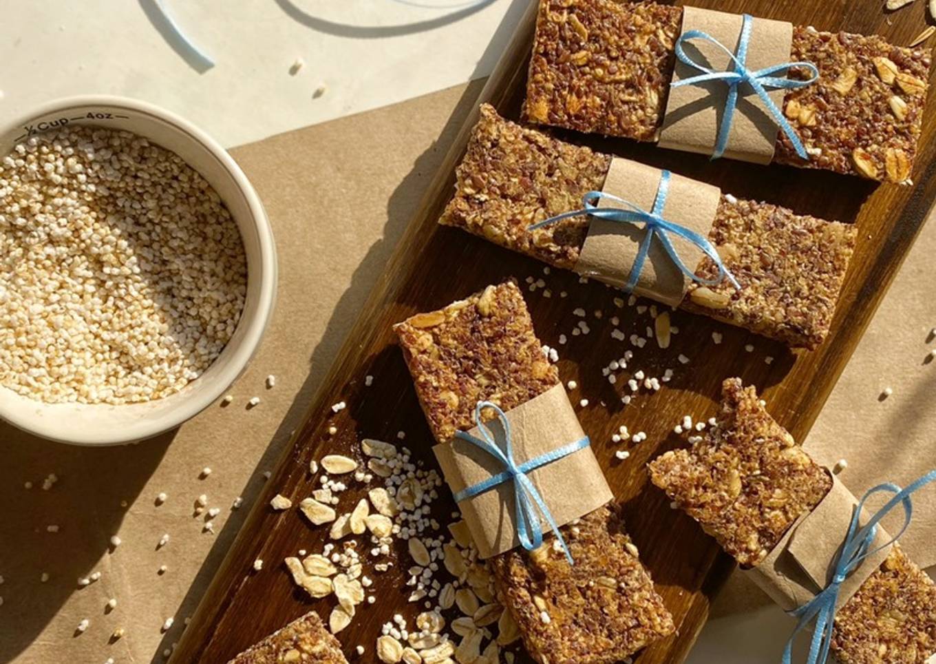 Barritas de manzana, linaza, avena y amaranto sin azúcar