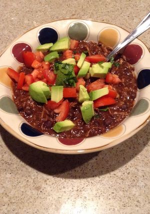 A picture of Black Bean Chili/Soup (Vegetarian or Not).