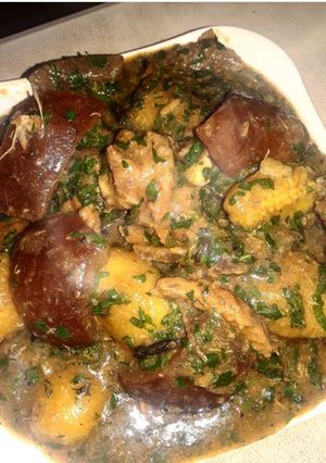 A picture of Plantain porridge (ukang ukom).