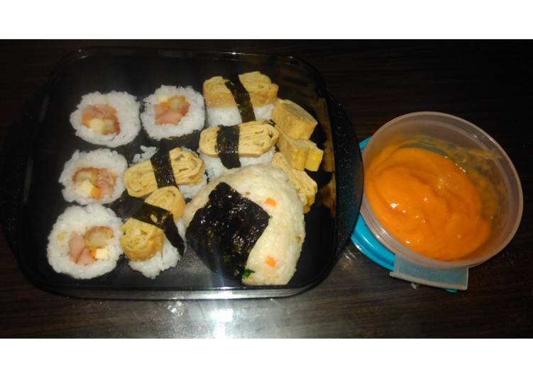 Bento set: butter hot sausage onigiri