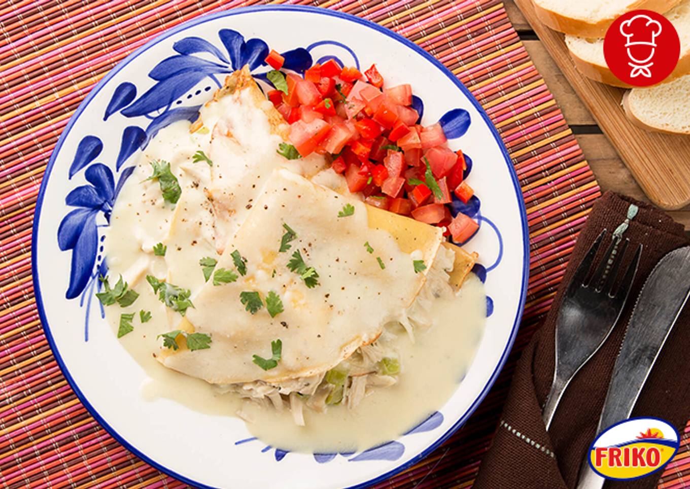 Crepes de pollo en salsa de queso 😍