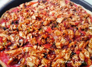 Foto principal de 80.🍕Pizza barbacoa vegana de heura (no pollo) y masa Tex-Mex🌮