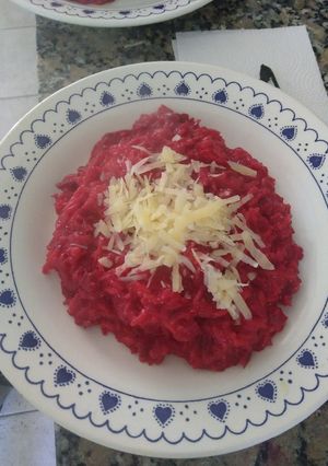 Una foto de Risotto de Remolacha