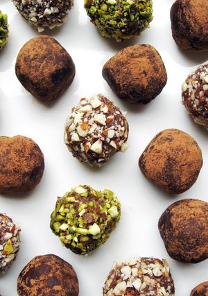 A picture of Silken Tofu & Rum Raisins Chocolate Truffles.