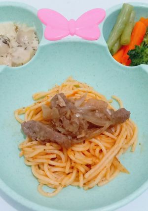 Foto resep Spagetti oglio olio + daging oseng mentega