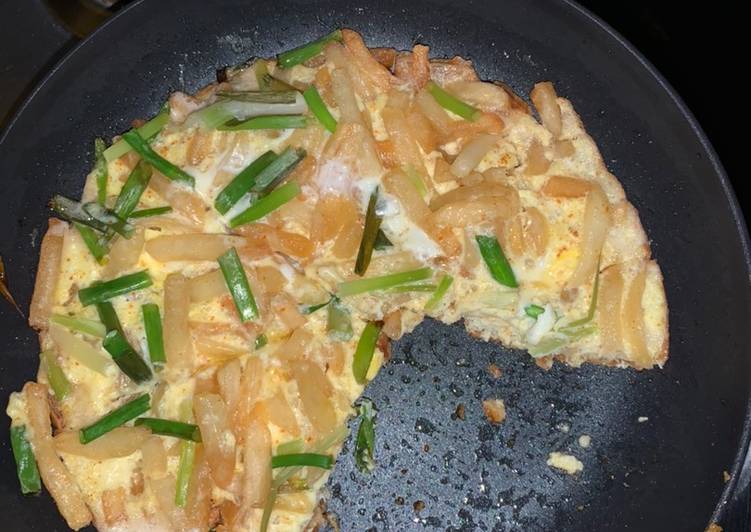 Leftover Potato Fries Skillet