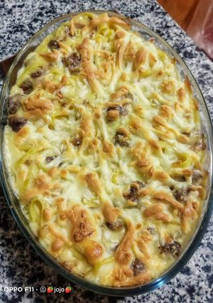 صورة لوصفة مكرونه بالسجق والجبن مفيش الذ من كده 👌👩🍳😍