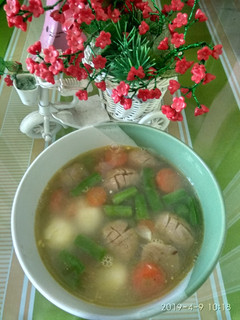Foto resep Sup bakso telur puyuh buncis