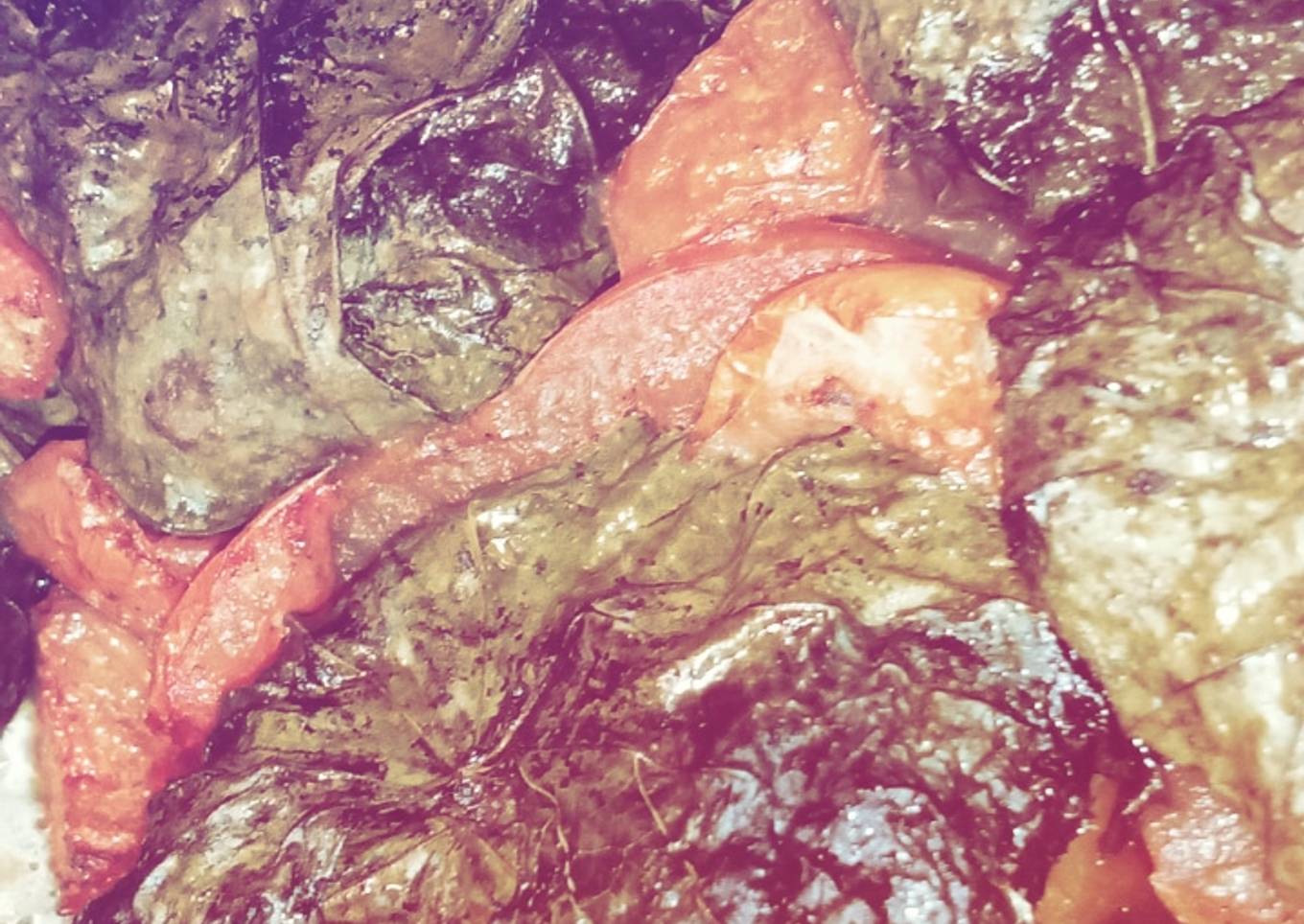 Meat wrapped in vine leaves