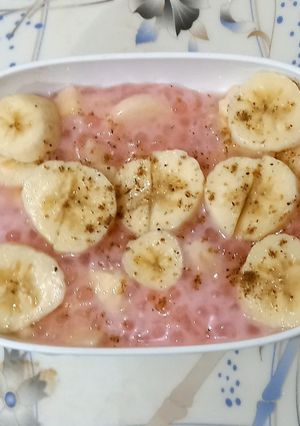 A picture of Sago with banana 🍌 🍌 🍝.