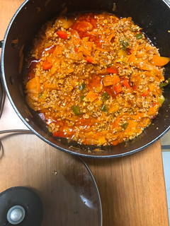 A picture of Minced Meat and Ugali.