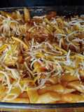 Macarrons amb pilotes amb tomatiga i 4 formatges al forn
