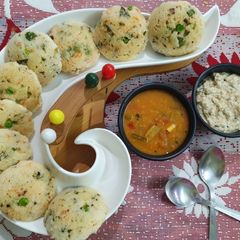 Instant Rice Flour Mix and Rava Idli with Green Peas A picture of Instant Rice Flour Mix and Rava Idli with Green Peas.