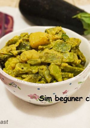 A picture of Flat bean and eggplant in mustard sauce/Sim beguner sorse bata die chochori.
