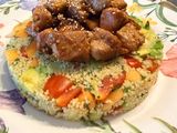 Tabulé Estilo Marroquí con Melón Cantalupo y Pechuga con Cebolla Caramelizada en Salsa de Ostras !!!