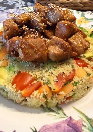 Foto principal de Tabulé Estilo Marroquí con Melón Cantalupo y Pechuga con Cebolla Caramelizada en Salsa de Ostras !!!
