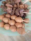 Sate telur puyuh dan hati rempela ayam