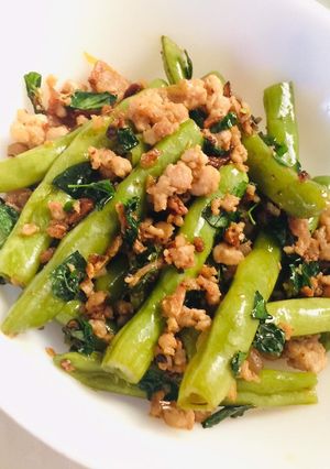 A picture of Stir-fried Mince & Green Beans in Chili Garlic Oil.