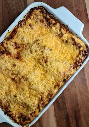 A picture of Homemade lasagna.