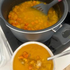A picture of Pumpkin soup 🥣 🎃.
