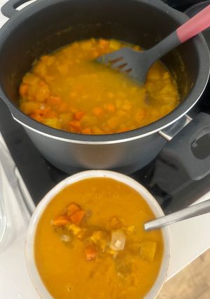 A picture of Pumpkin soup 🥣 🎃.