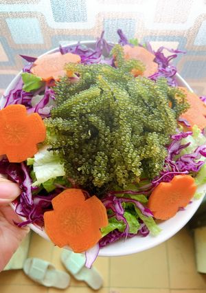 Hình của món Salad rong nho sốt mè rang.