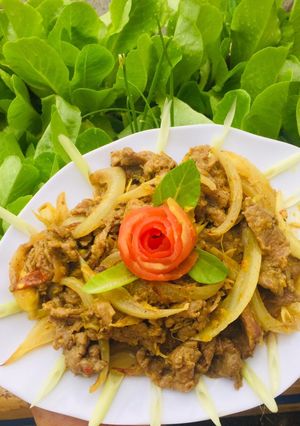 Hình của món Bò xào sả ớt.