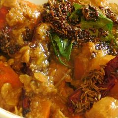 A picture of Pointed Gourd, carrots, pearl onions, red lentils stew –chapathi special side dish.