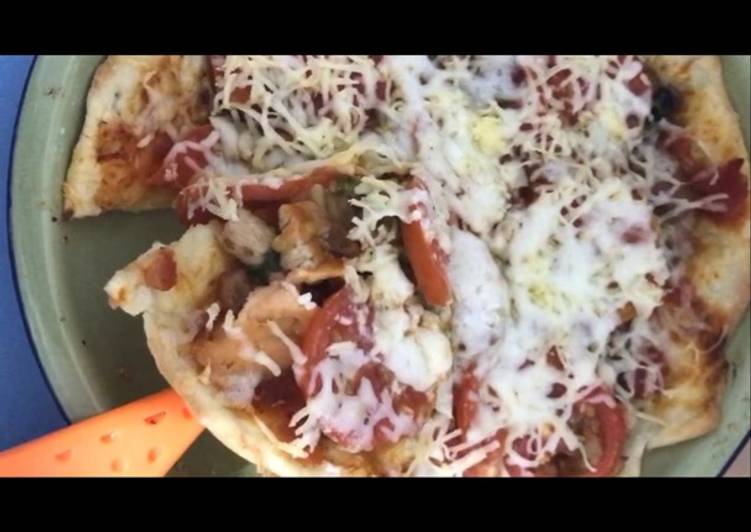 Pizza Bayam pakai Tepung pizza Instant