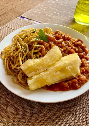 Una foto de Carapulcra con Sopa Seca “Manchapecho” - Cocina Peruana 🇵🇪