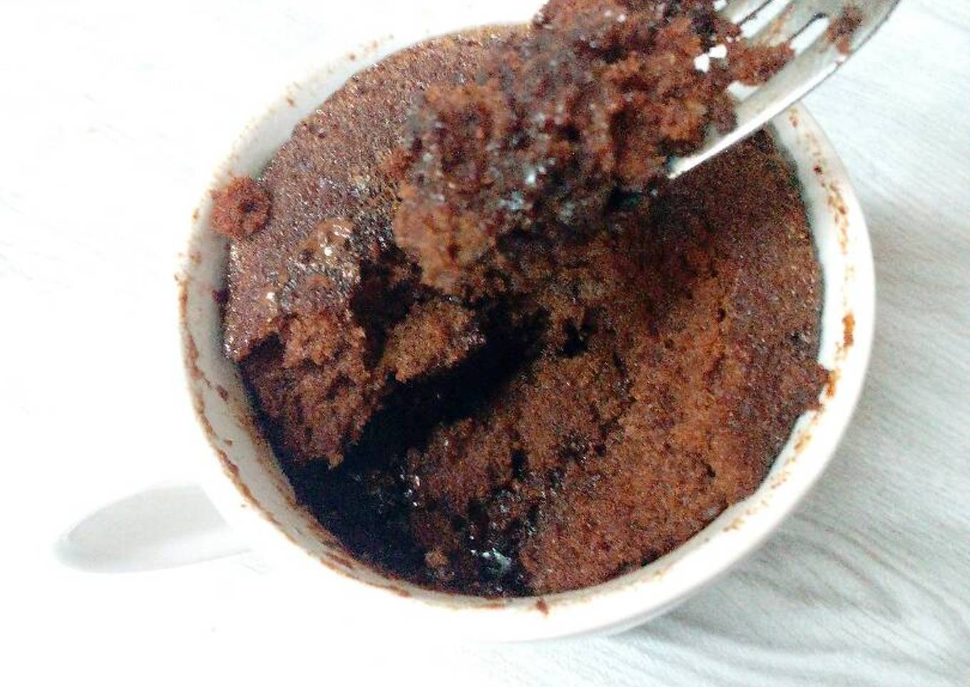 Microwaved lava cake in mug