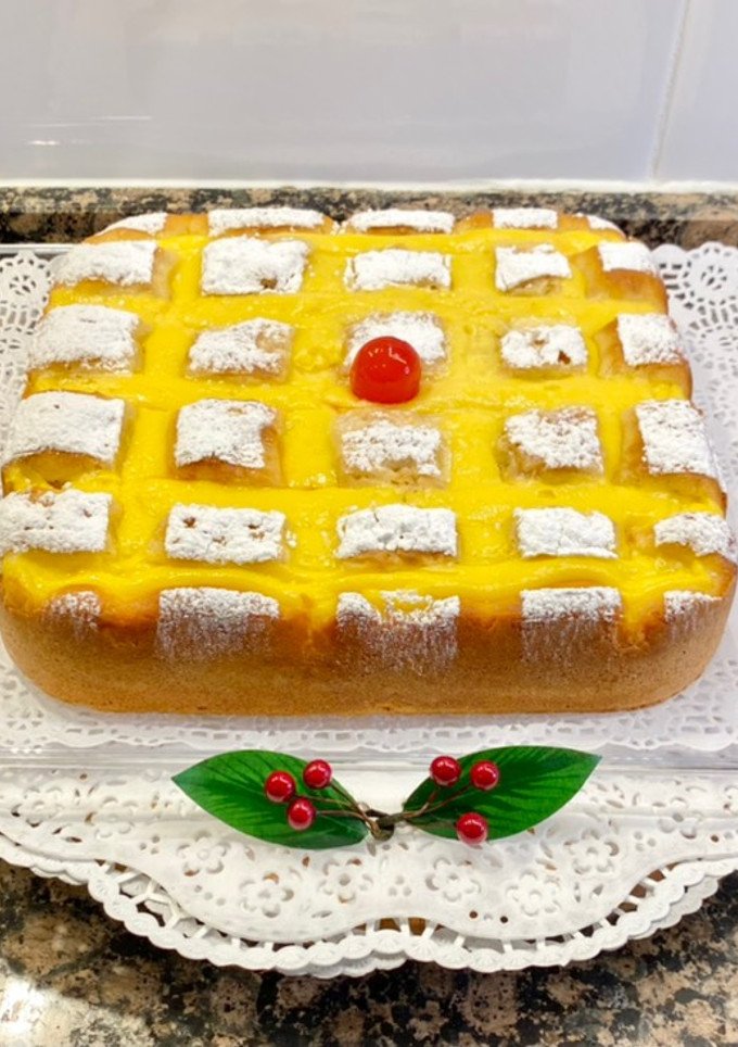 Una foto de Pastel de manzana con crema pastelera, "sin gluten"